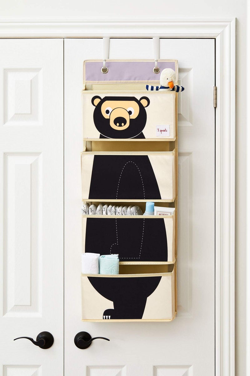 3 Sprouts Over The Door Baby Organizer - Essential Newborn Nursery Storage, Toy Organizer for Room and Closet - Bedroom Storage - Hooks Included, Bear - Image 5
